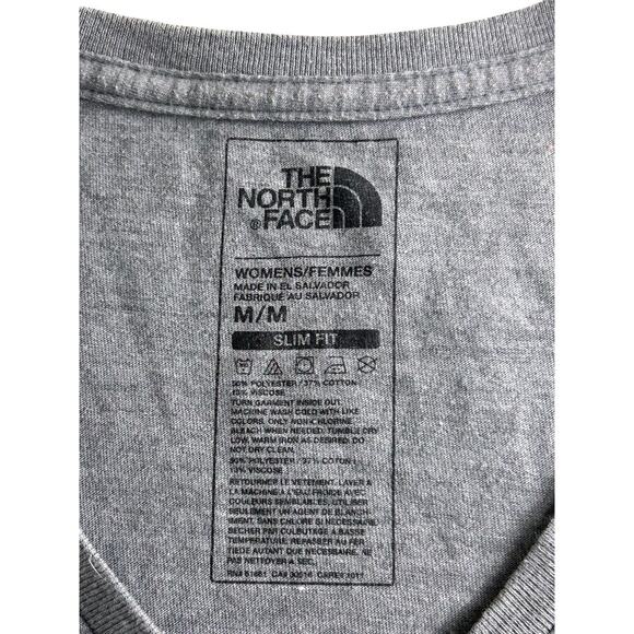 The North Face Gray V-Neck Tee Sz Medium Slim Fit Short Sleeve Top Outdoors - Picture 2 of 6